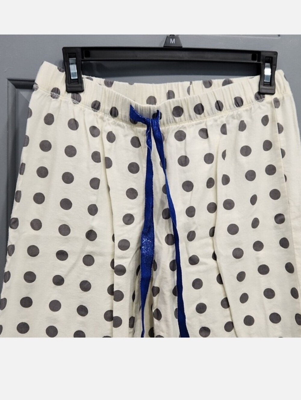 NWOT Flirtitude Gray Polka Dot Pajama Pants Blue Drawstring small